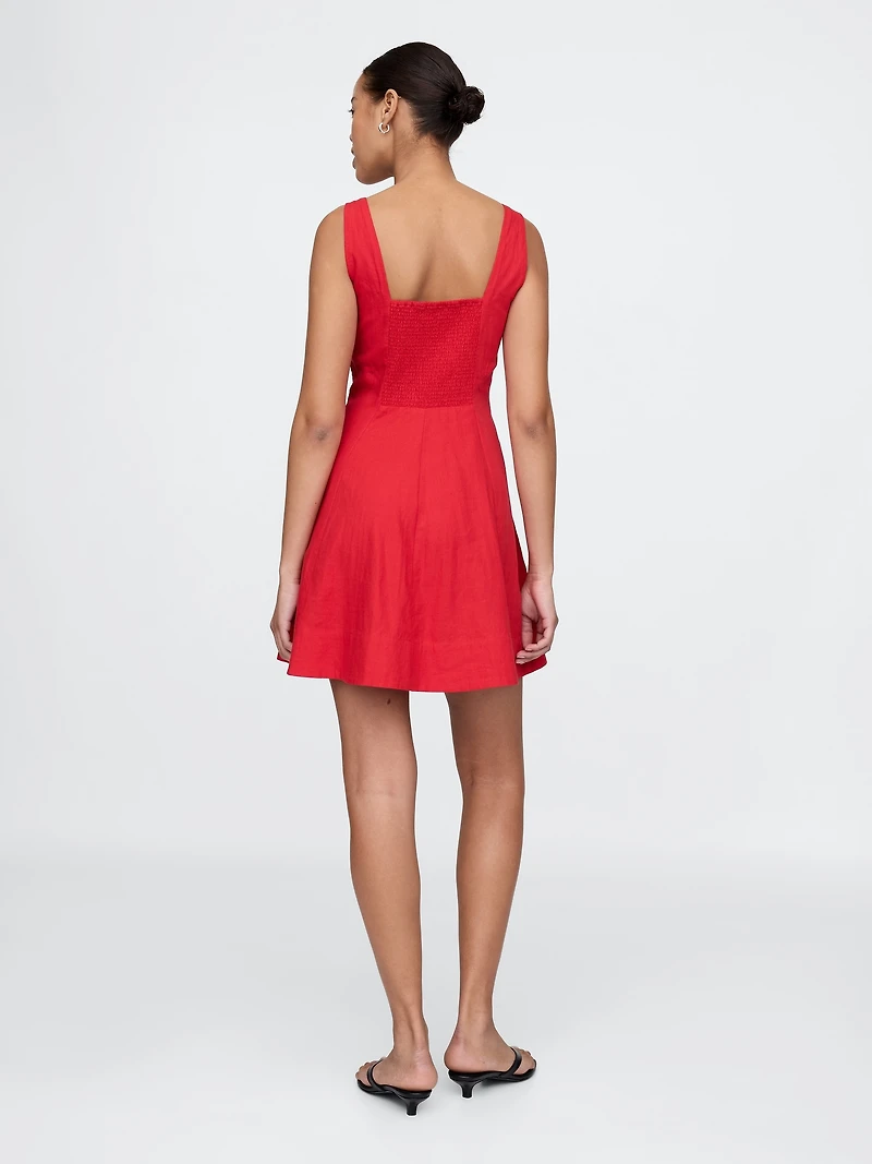 Linen-Blend Mini Dress