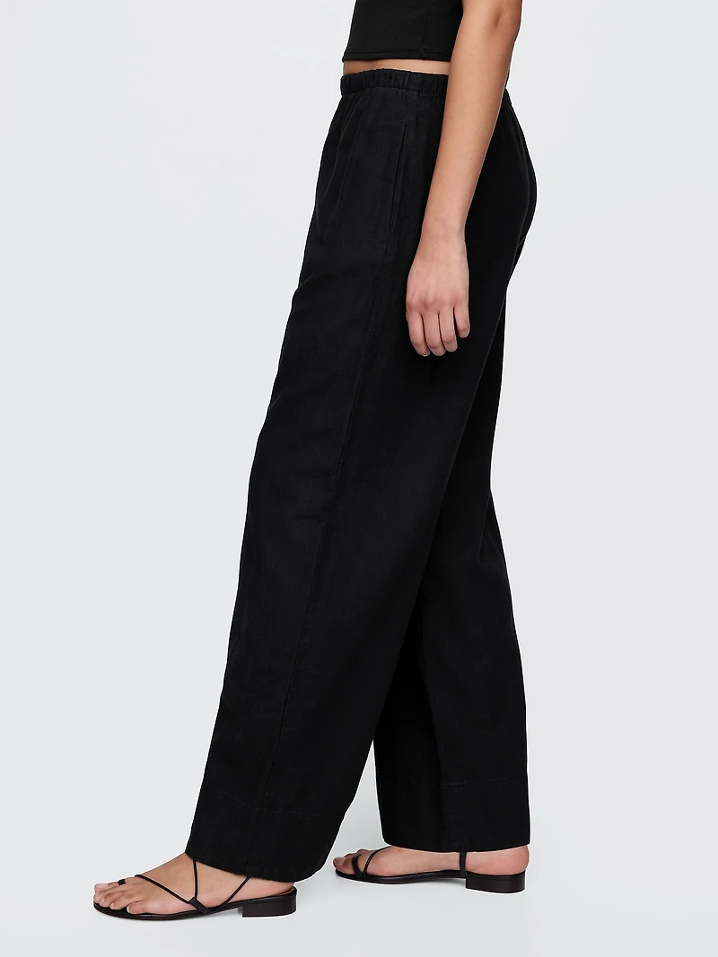 Linen-Blend Easy Wide-Hem Pants
