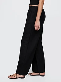 Linen-Blend Easy Wide-Hem Pants