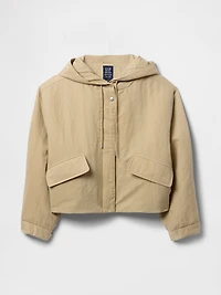 Hooded Nylon Crop Jacket