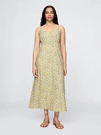 Linen-Blend Maxi Slip Dress