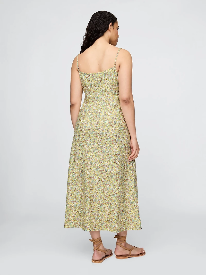 Linen-Blend Maxi Slip Dress