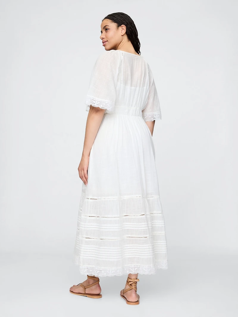 Lace-Trim Midi Dress