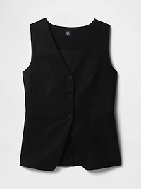 Linen-Blend Longline Vest