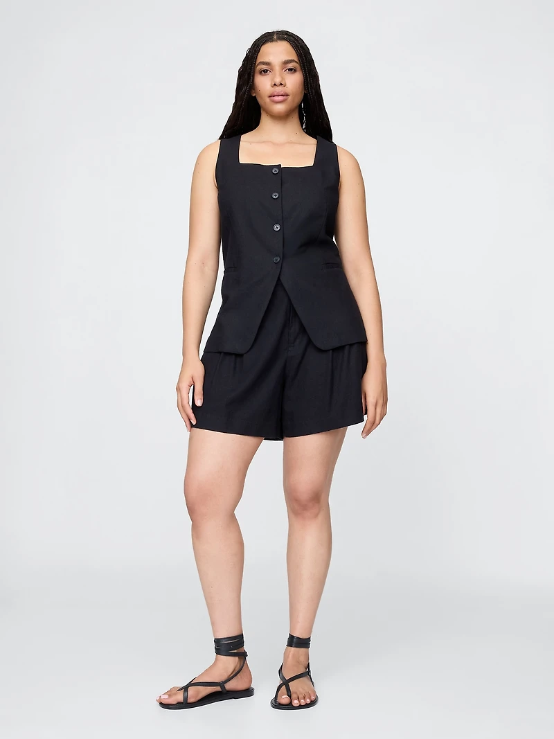 365 High Rise Linen-Blend Shorts