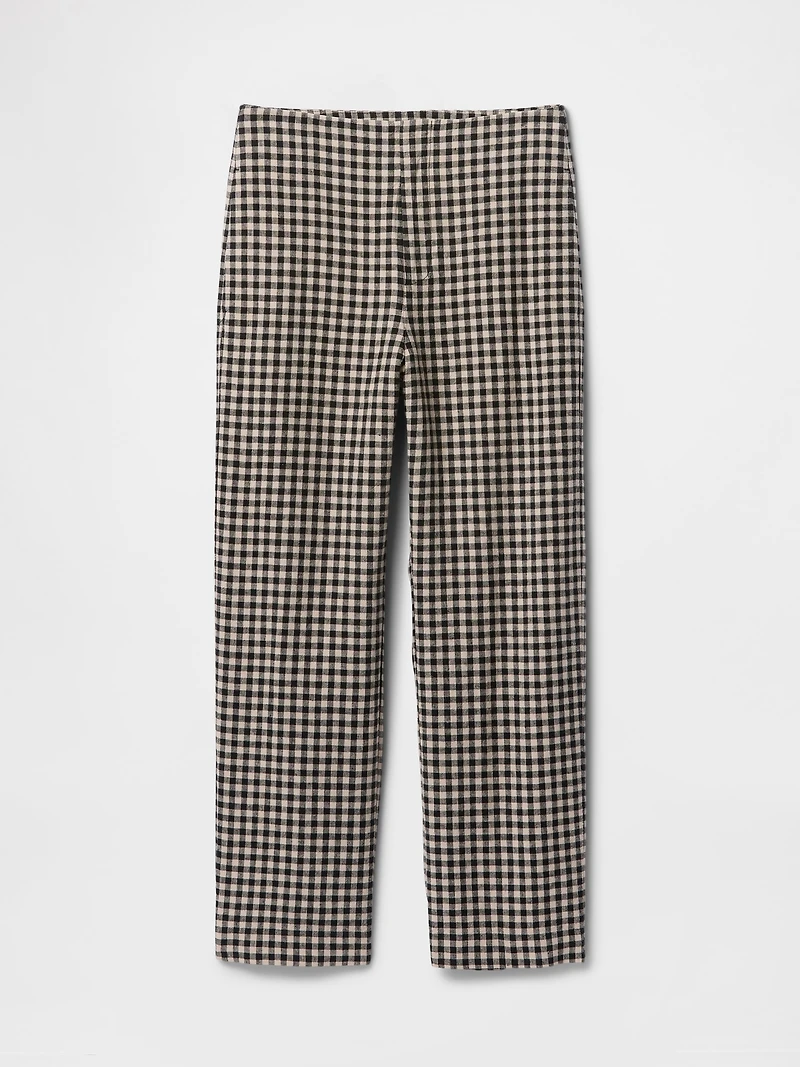 Linen-Blend Relaxed Straight Ankle Pants