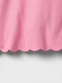 Linen-Blend Scalloped Mini Skort