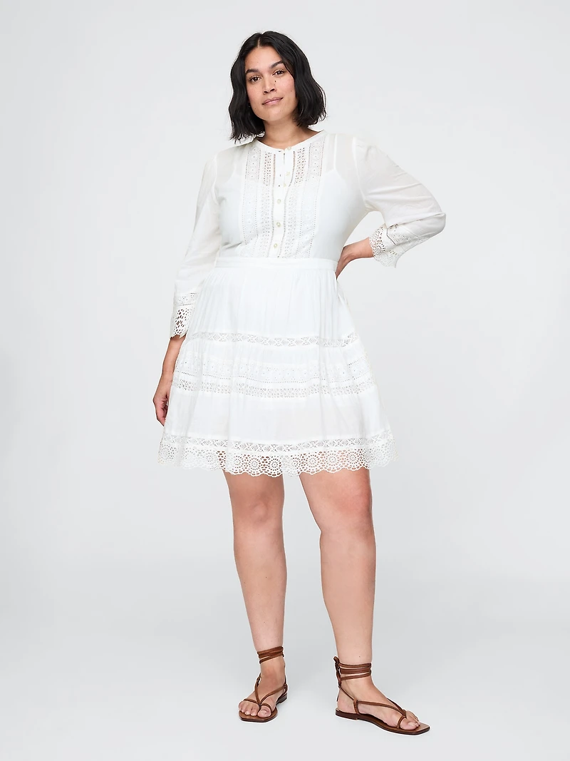 Lace-Trim Mini Dress