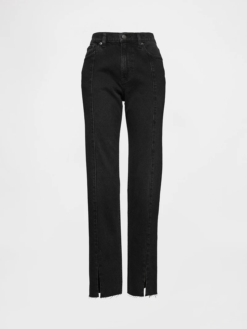 High Rise Split-Hem '90s Slim Straight Jeans