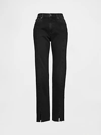 High Rise Split-Hem '90s Slim Straight Jeans