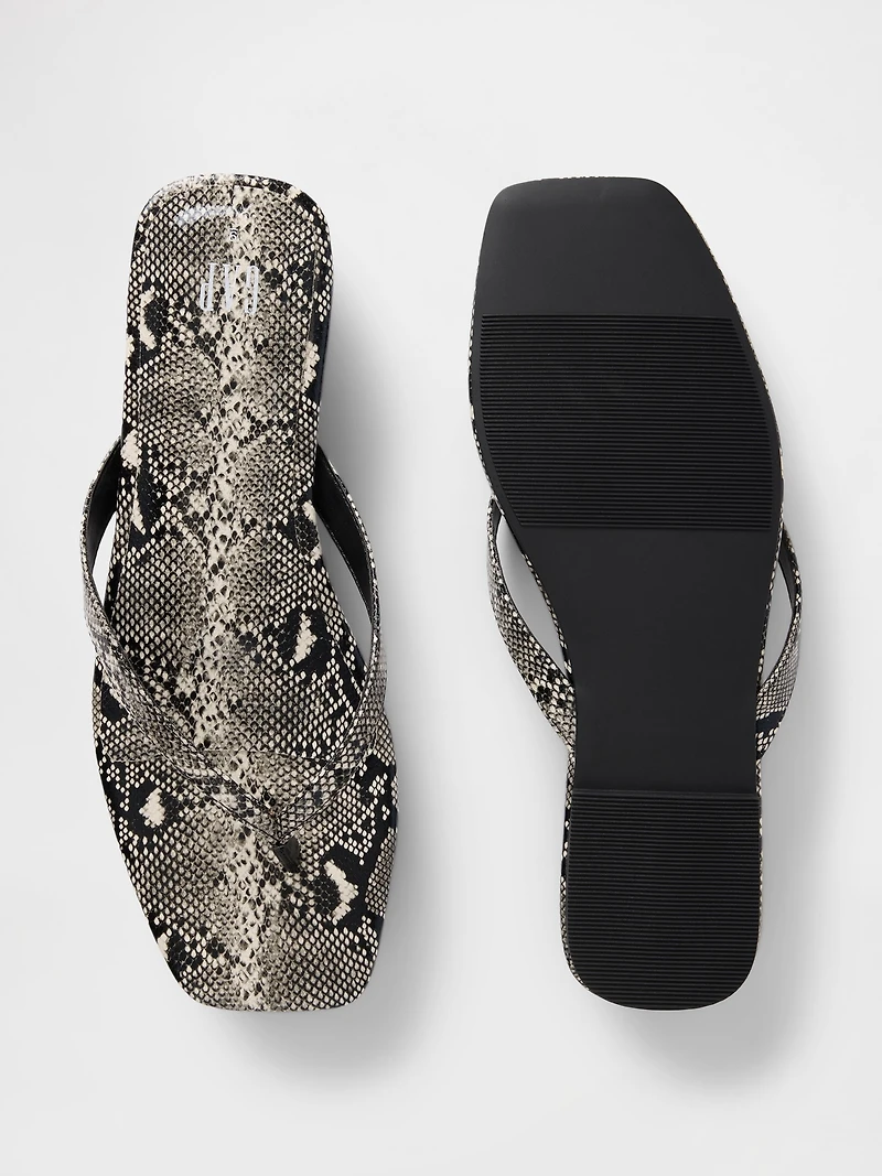 Vegan Leather Flip Flop Sandals