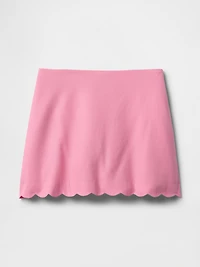 Linen-Blend Scalloped Mini Skort