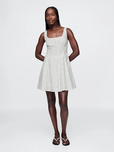 Linen-Blend Mini Dress