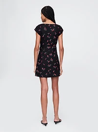 Linen-Blend Cap-Sleeve Mini Dress