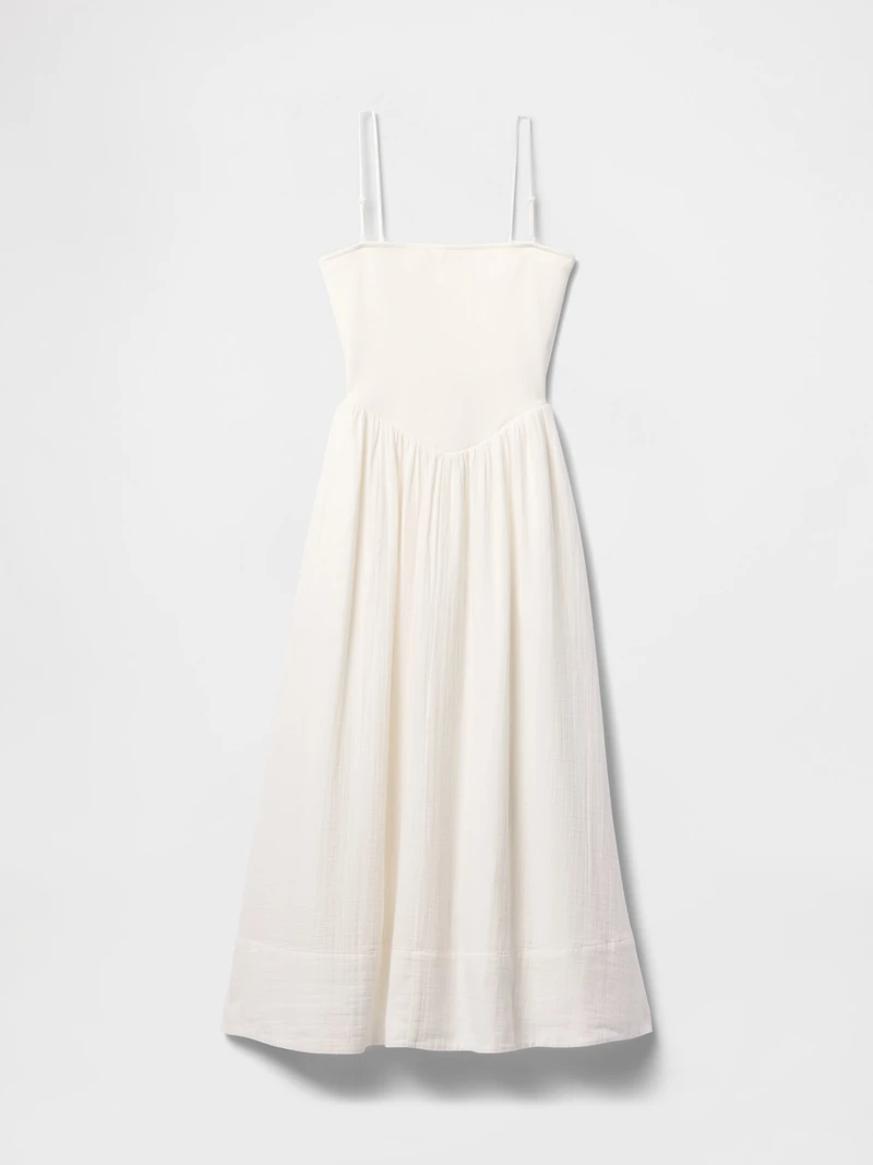 Cotton Gauze Mixed Media Maxi Dress