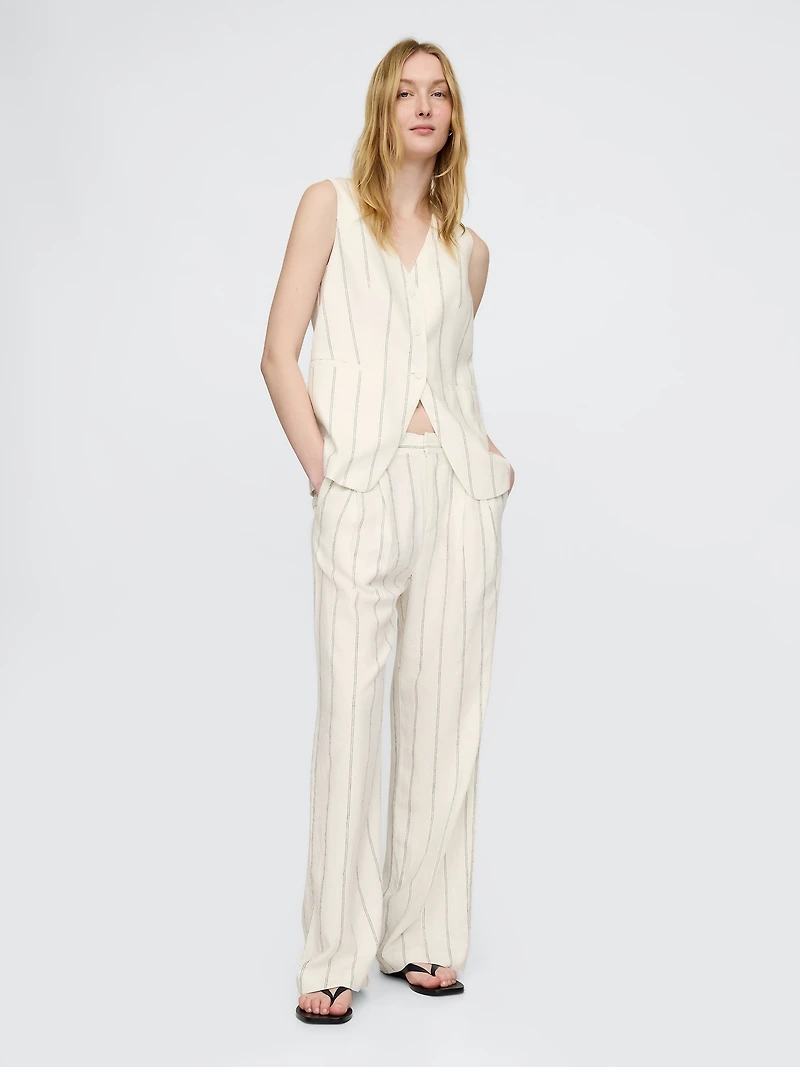 Linen-Blend Longline Vest