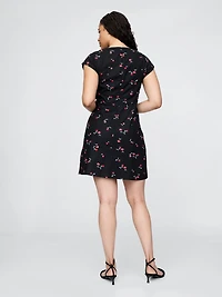 Linen-Blend Cap-Sleeve Mini Dress