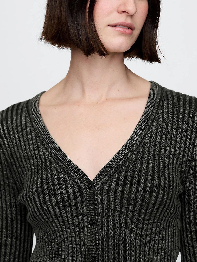 Plaited Rib Crop Cardigan