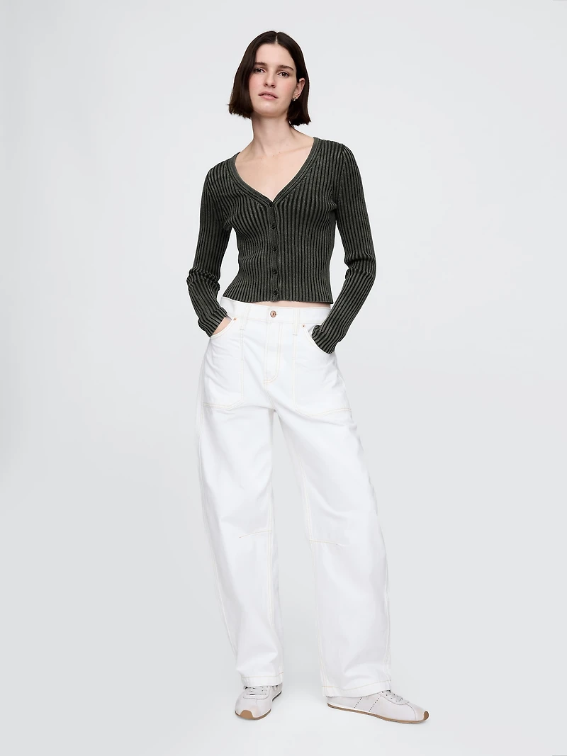 Plaited Rib Crop Cardigan