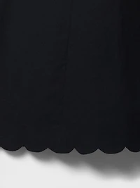 Linen-Blend Scalloped Midi Dress