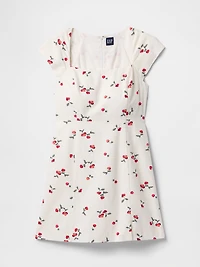 Linen-Blend Cap-Sleeve Mini Dress
