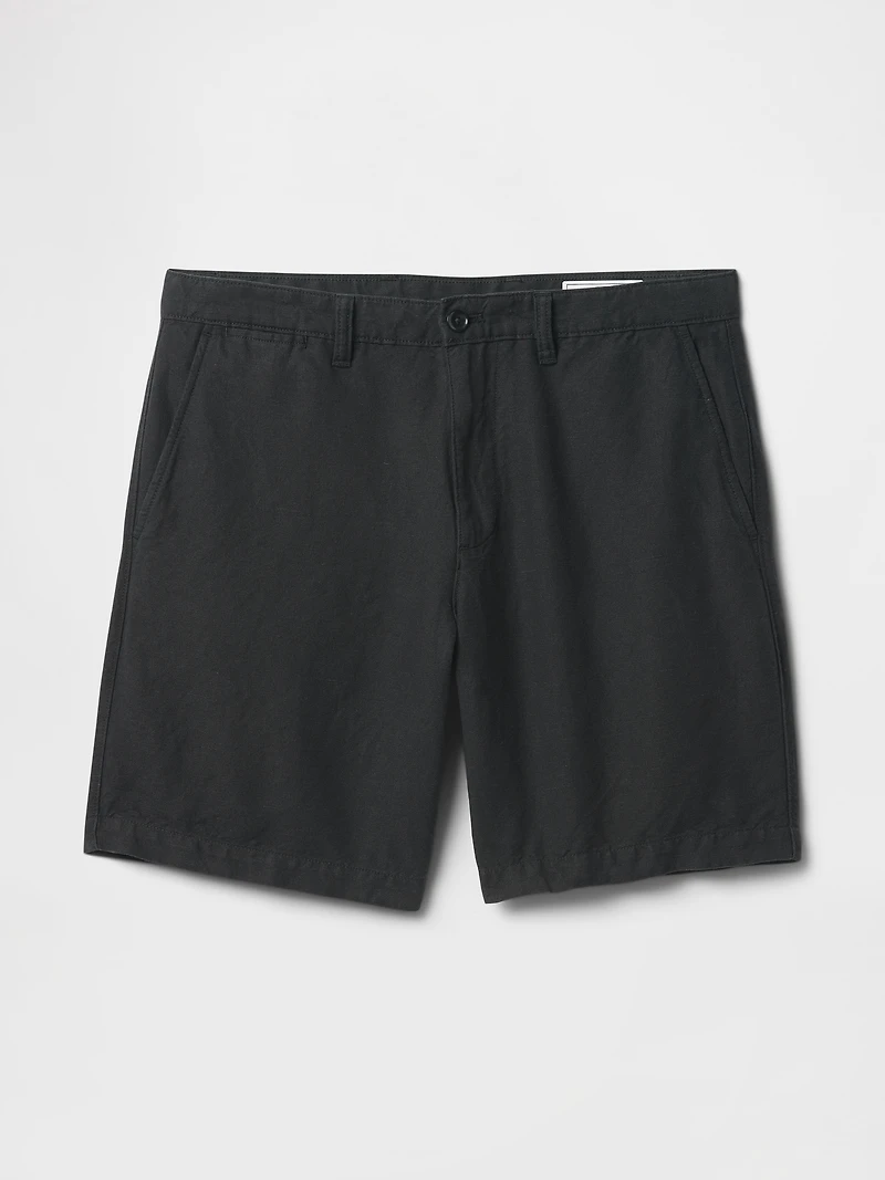 8" Linen-Cotton Shorts
