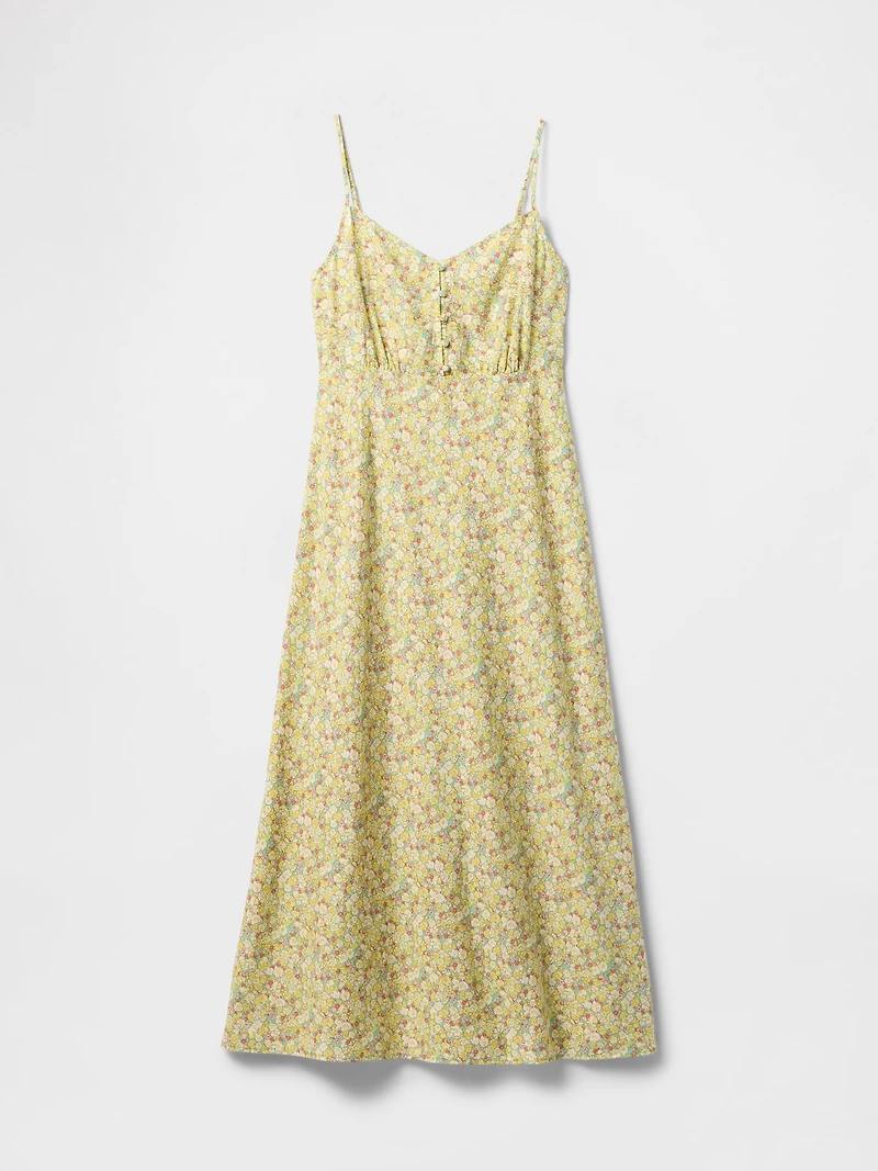 Linen-Blend Maxi Slip Dress