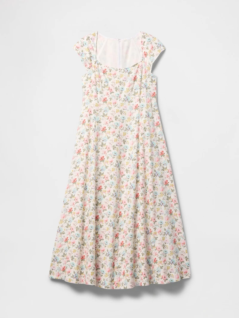 Linen-Blend Cap-Sleeve Maxi Dress
