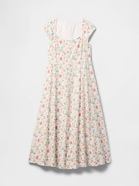 Linen-Blend Cap-Sleeve Maxi Dress