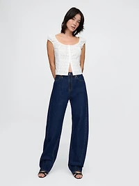 Cap-Sleeve Eyelet Top