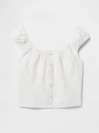Cap-Sleeve Eyelet Top
