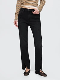 High Rise Split-Hem '90s Slim Straight Jeans