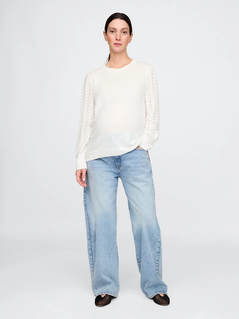 Maternity Lightweight CashSoft Pointelle Sweater