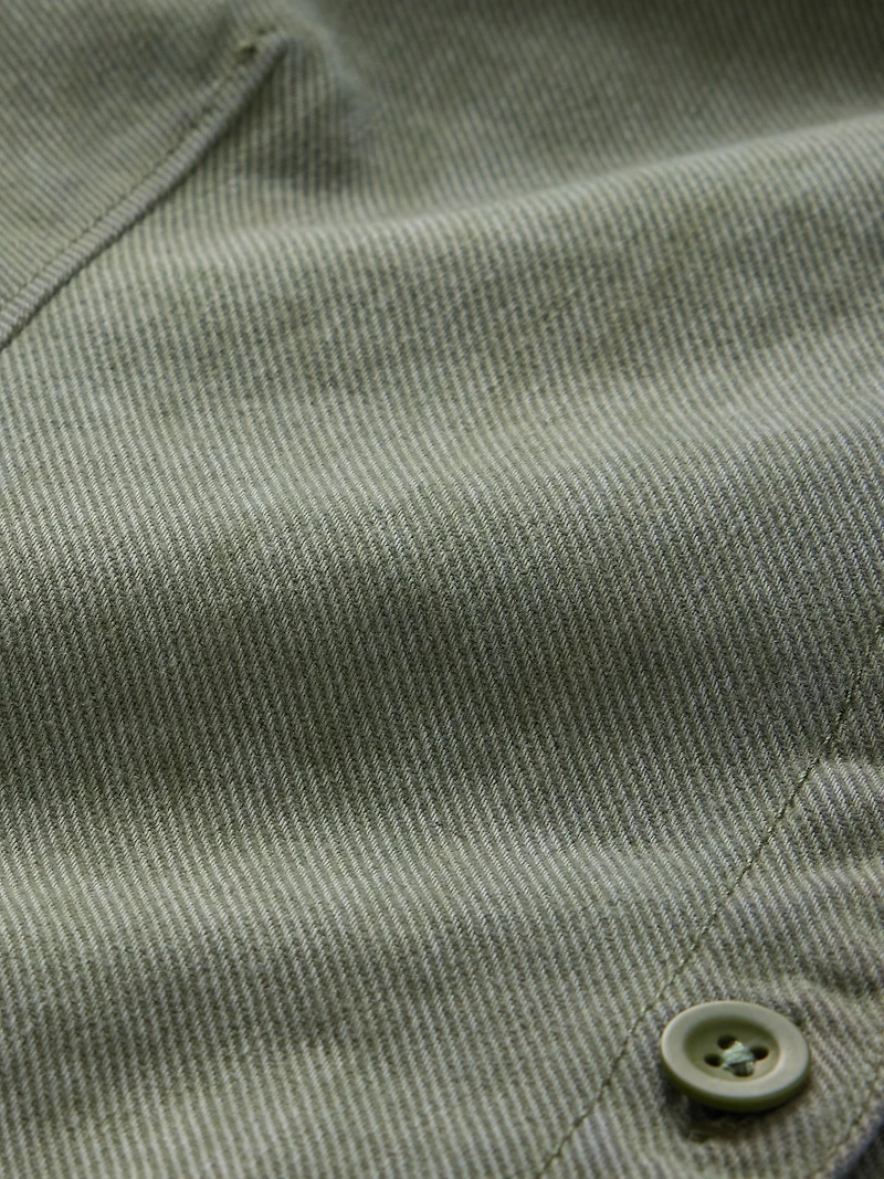 Denim Barrel-Sleeve Crop Shirt