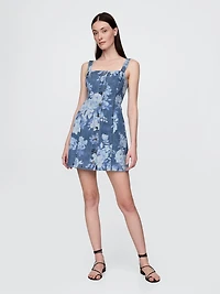 Denim Floral Mini Dress