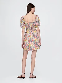 Puff-Sleeve Mini Dress