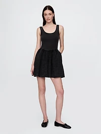 Cotton Gauze Mixed Media Mini Tank Dress