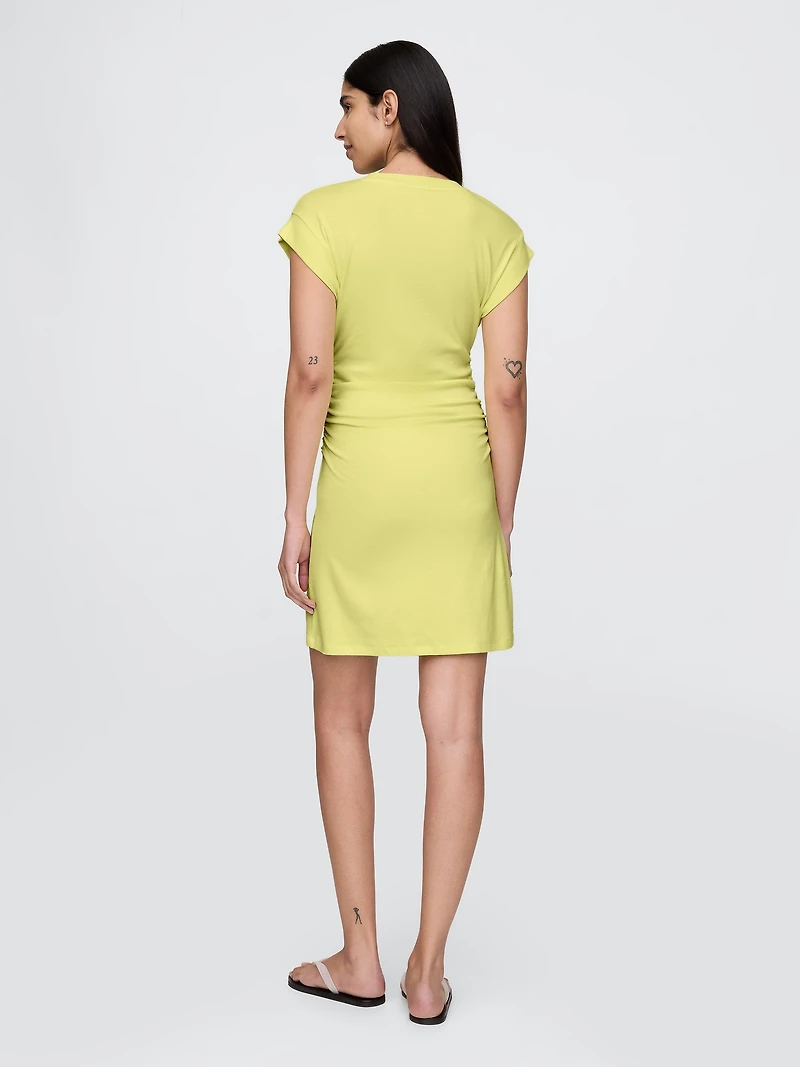 Modern Rib Ruched Mini Dress