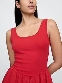 Cotton Gauze Mixed Media Mini Tank Dress