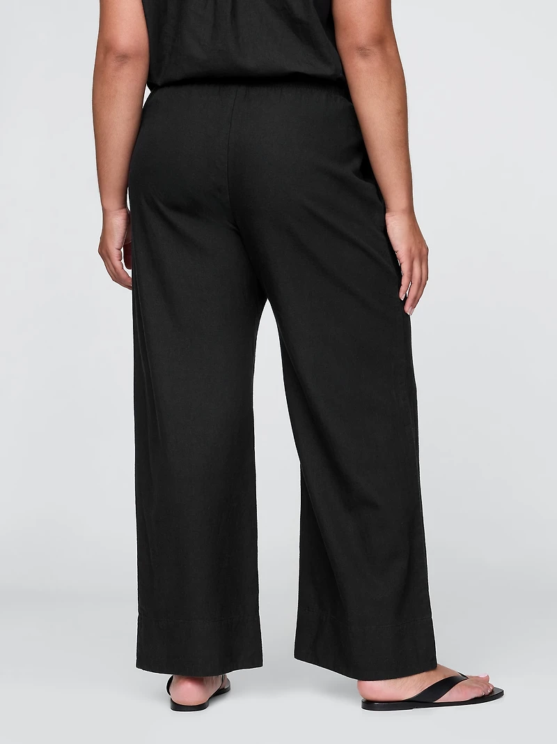 Linen-Blend Easy Wide-Hem Pants