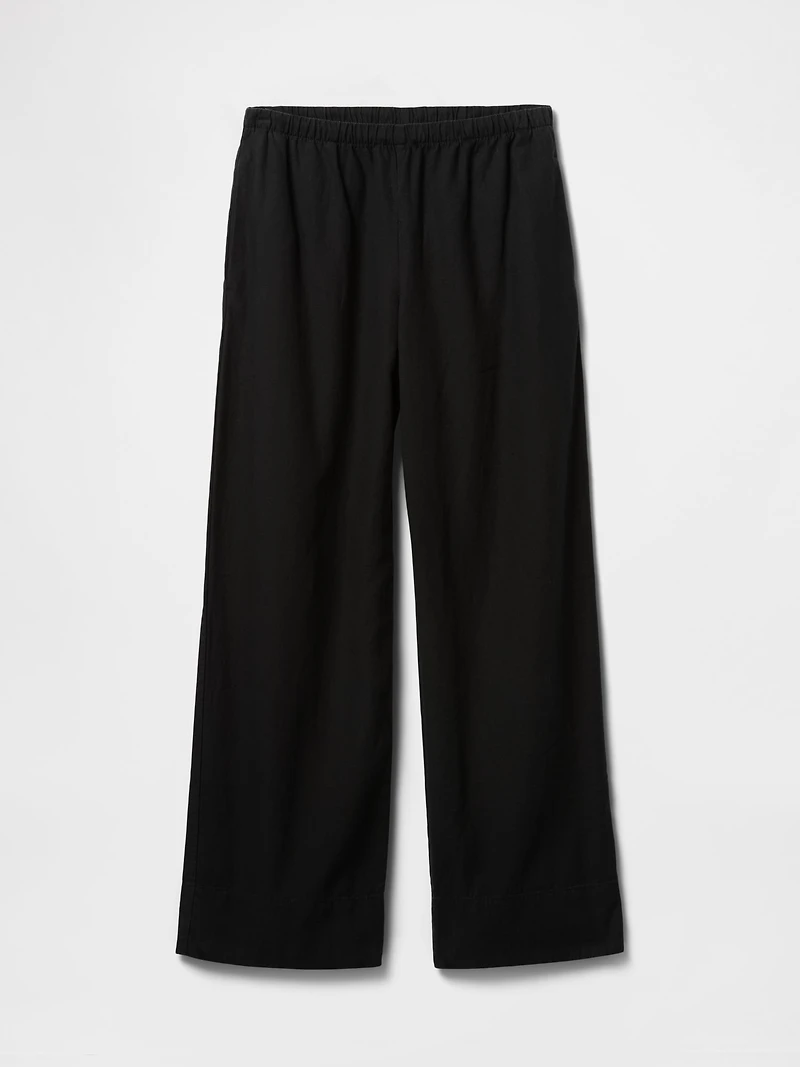 Linen-Blend Easy Wide-Hem Pants