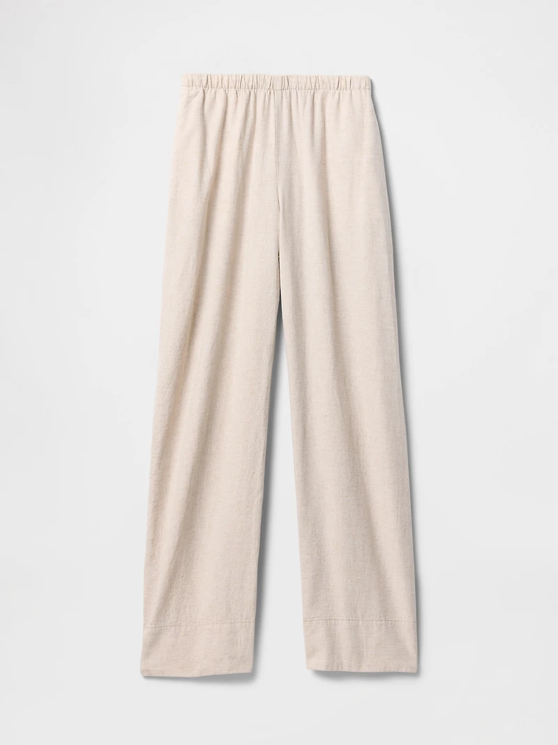 Linen-Blend Easy Wide-Hem Pants