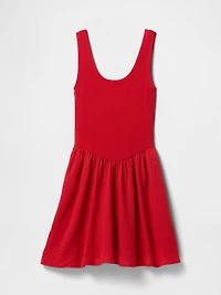 Cotton Gauze Mixed Media Mini Tank Dress
