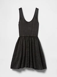 Cotton Gauze Mixed Media Mini Tank Dress