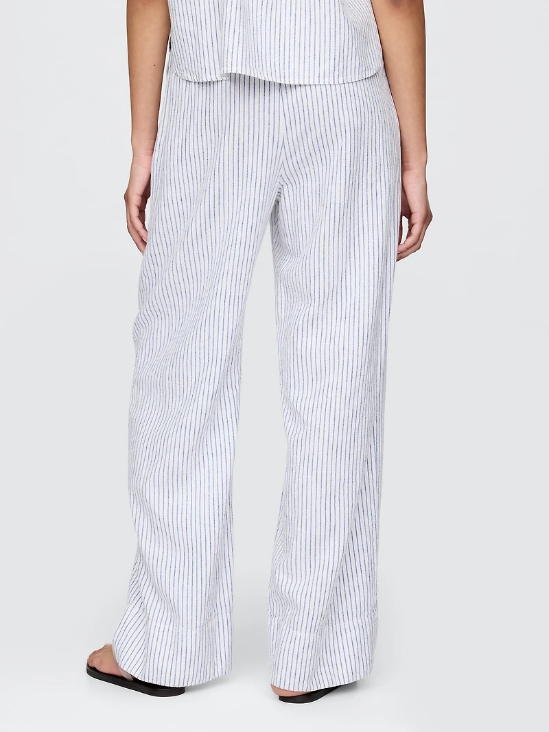 Linen-Blend Easy Wide-Hem Pants