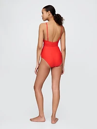 Tie-Knot Cutout Wrap One-Piece Swimsuit
