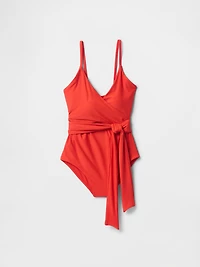 Tie-Knot Cutout Wrap One-Piece Swimsuit