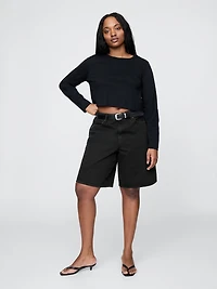 11"  Mid Rise Longline Denim Shorts