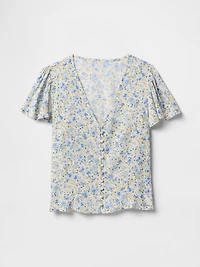 Crepe Flutter-Sleeve Top