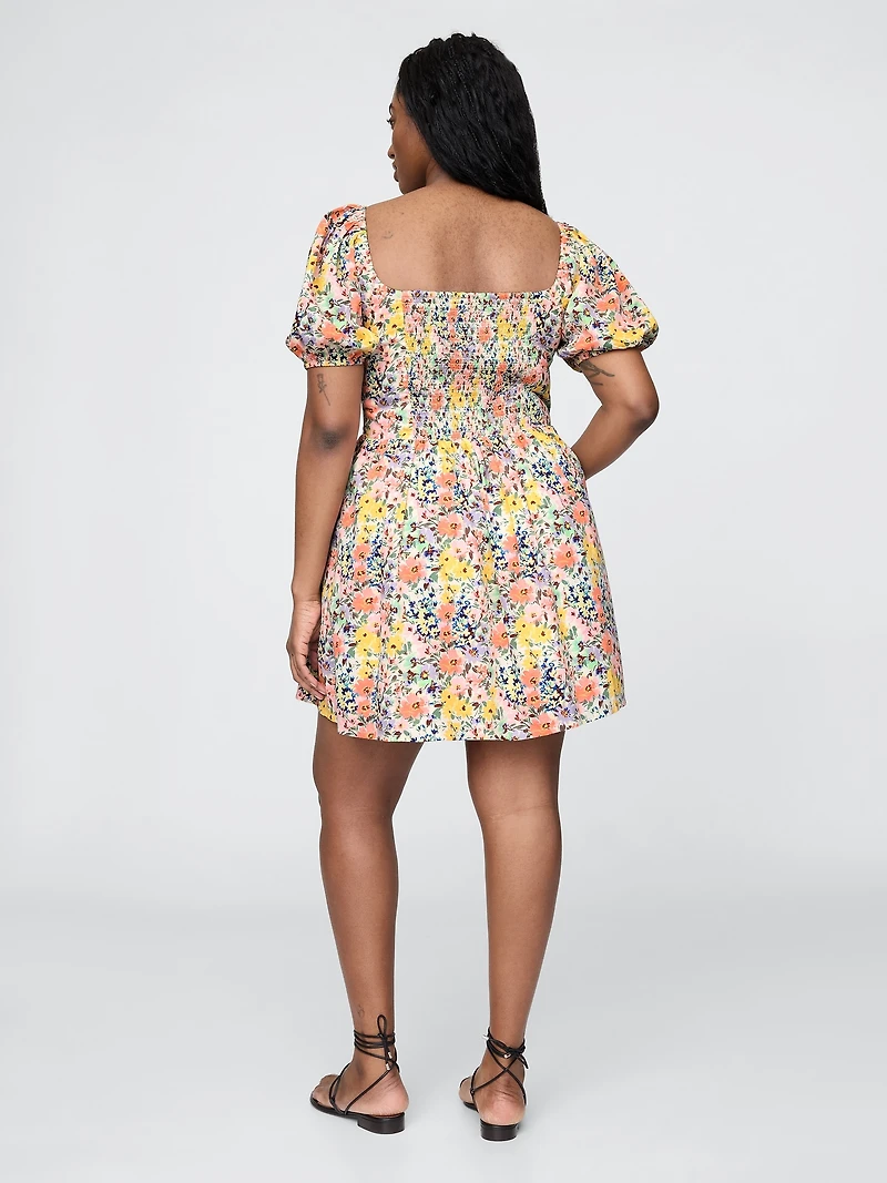 Puff-Sleeve Mini Dress
